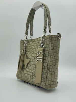 Paris Petit verde textura trenzado detalle frontal