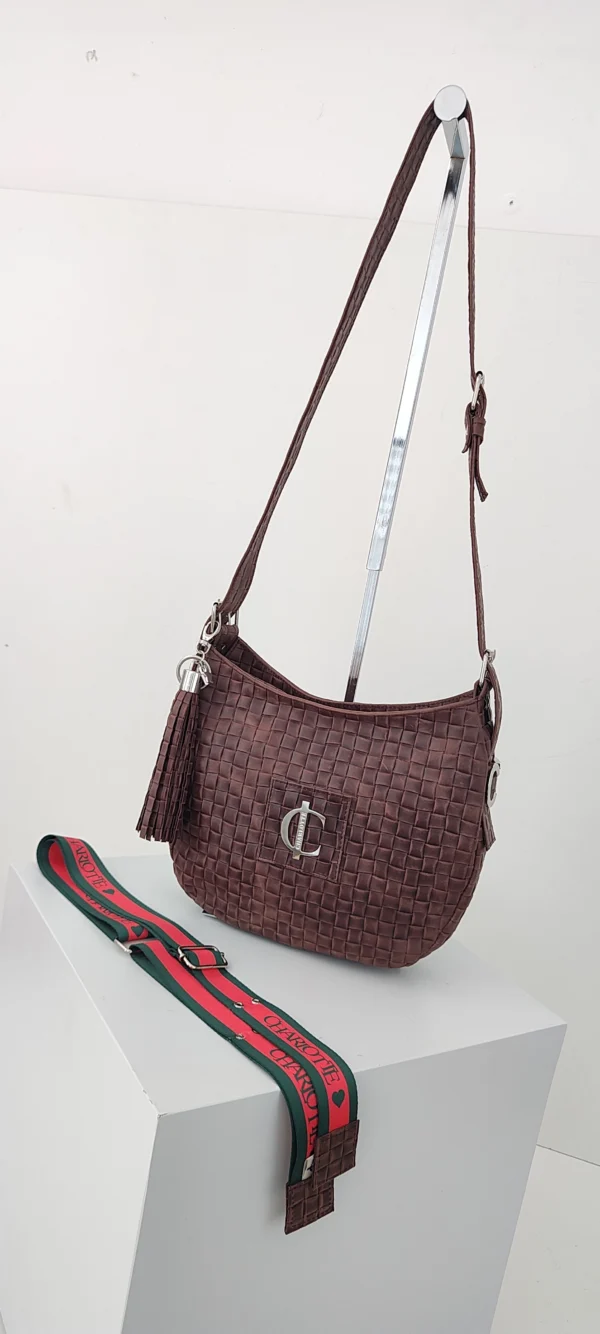Bolso Rimini Grand Charlotte Signature Choco Trenzado 10 Bolso estructurado choco acabado trenzado Charlotte Signature
