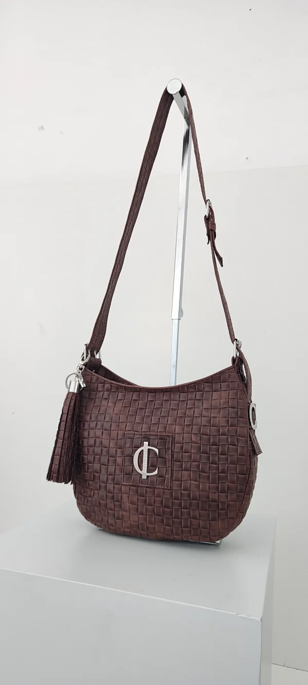 Bolso Rimini Grand Charlotte Signature Choco Trenzado 9 Bolso grande Rimini Grand choco piel trenzada vista frontal
