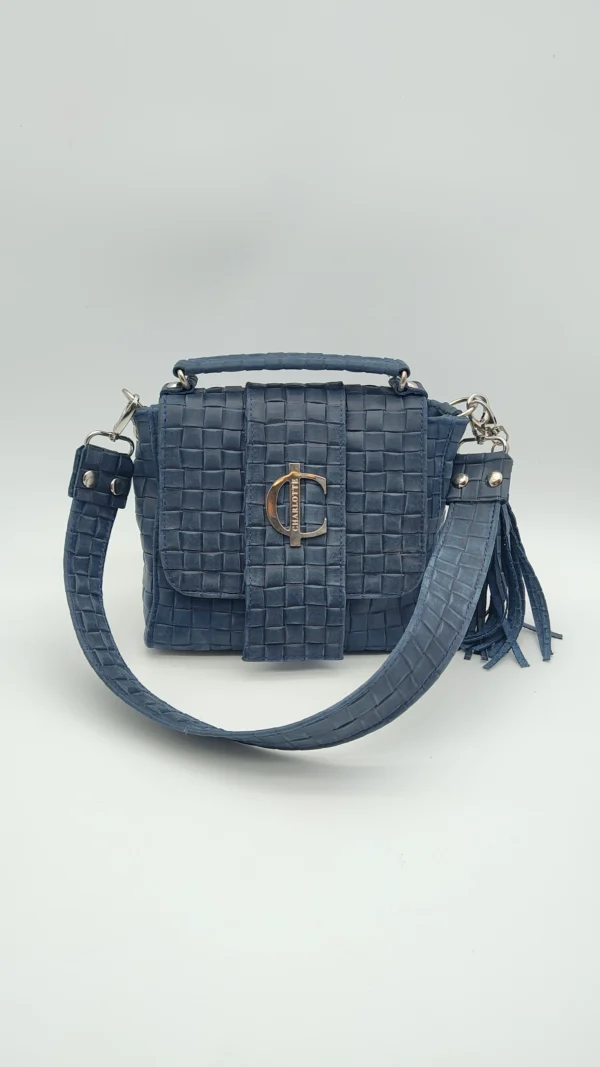 Bolso Roma 3 en 1 Charlotte Signature Azul Trenzado 1 Bolso Roma 3 en 1 de Piel Argentina
