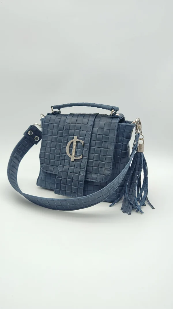 Bolso Roma 3 en 1 Charlotte Signature Azul Trenzado 2 Bolso azul elegante 3 en 1