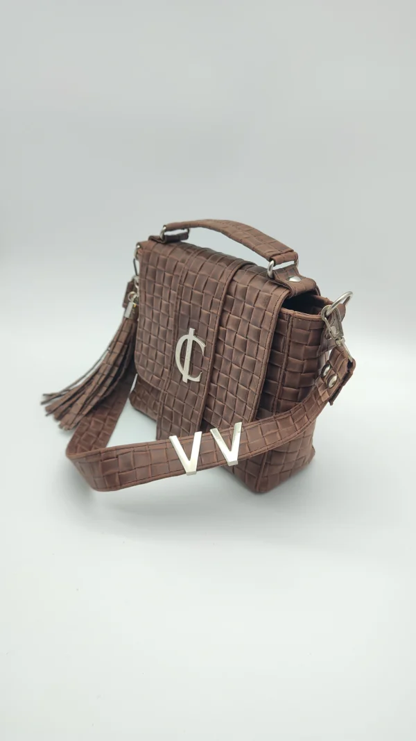 Bolso Roma 3 en 1 Charlotte Signature Choco Trenzado 3 Bolso bandolera ROMA choco de piel argentina trenzada