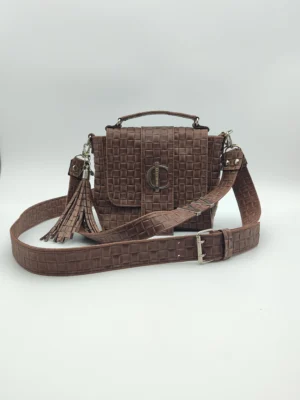 Bolso Roma 3 en 1 Charlotte Signature Choco Trenzado 4 Bolso choco 3 en 1 estructurado