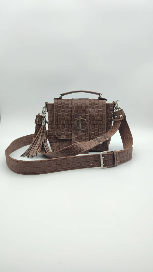 Bolso Roma 3 en 1 Charlotte Signature Choco Trenzado 4 Bolso choco 3 en 1 estructurado