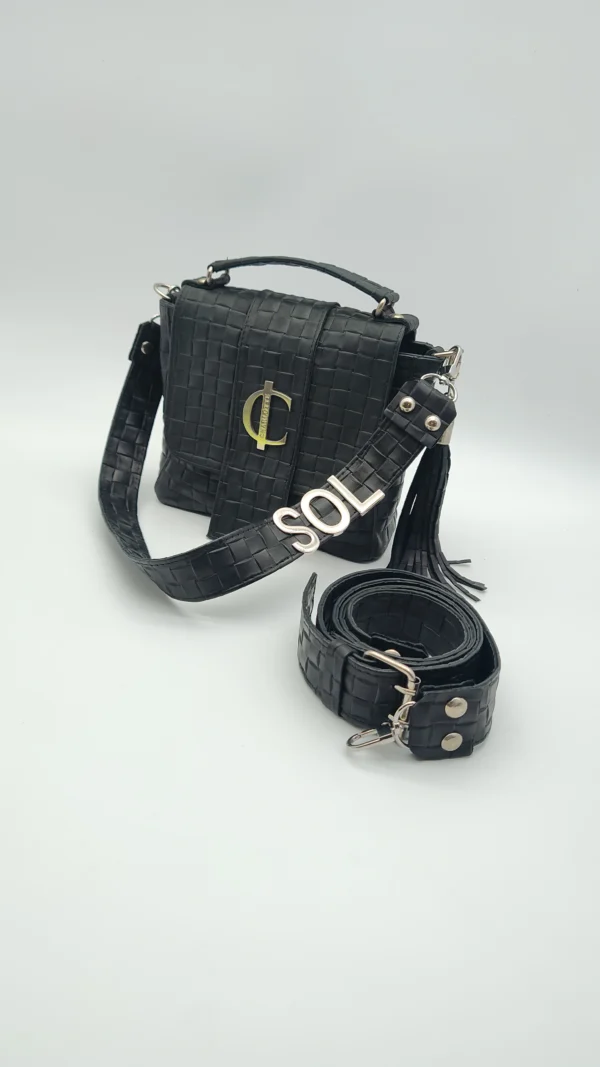 Bolso Roma 3 en 1 Charlotte Signature Negro Trenzado 2 Bolso negro 3 en 1 formato medio