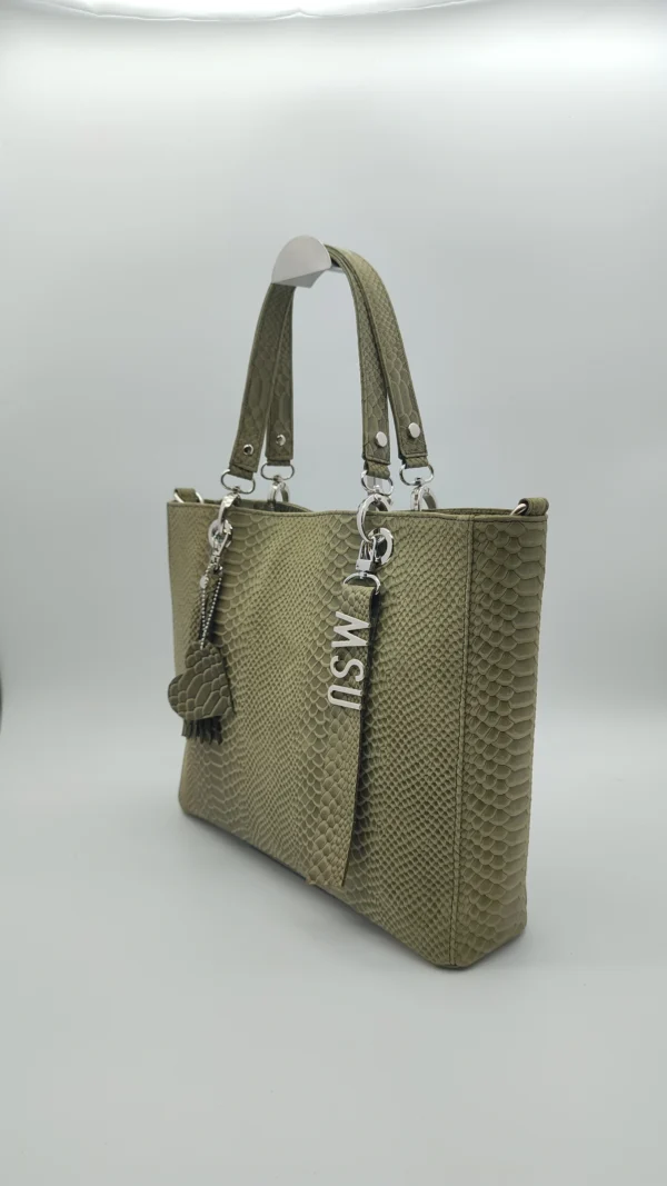 Bolso grande Paris Grand Charlotte Signature Verde Anaconda 2 Bolso estructurado verde efecto anaconda Charlotte Signature