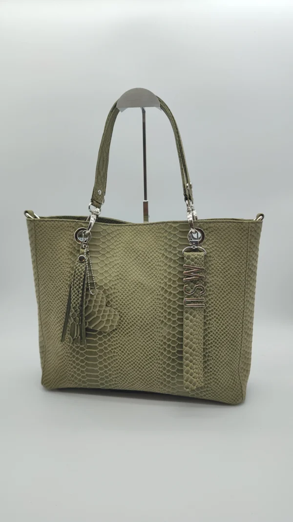Bolso grande Paris Grand Charlotte Signature Verde Anaconda 4 Bolso grande Paris Grand verde piel grabada anaconda