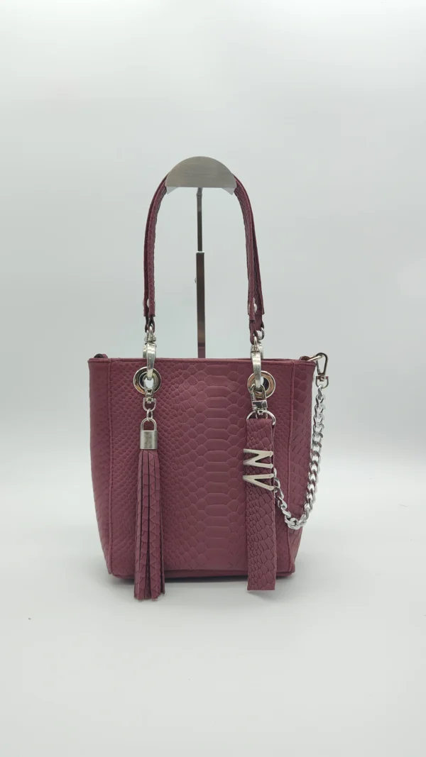 Bolso grande Paris Mini Charlotte Signature Bordeaux Anaconda 3 Bolso pequeño Paris Mini bordeaux piel grabada anaconda