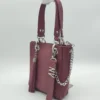 Bolso grande Paris Mini Charlotte Signature Bordeaux Anaconda 4 Bolso mini bordó elegante efecto anaconda con cadena