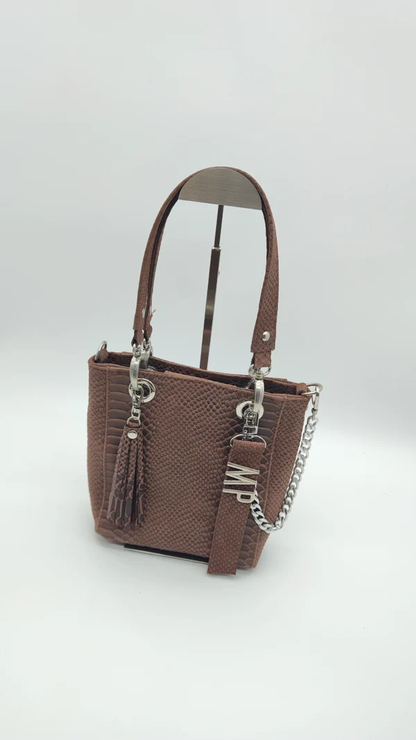 Bolso grande Paris Mini Charlotte Signature Choco Anaconda 3 Bolso pequeño piel choco Paris Mini lateral