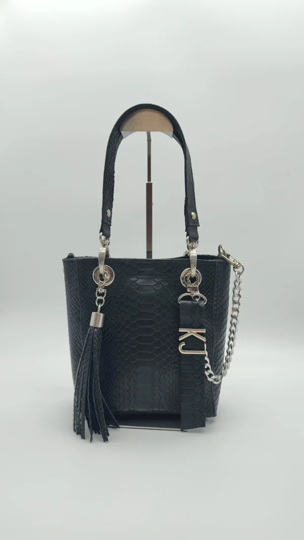 Bolso grande Paris Mini Charlotte Signature Negro Anaconda 1 Bolso pequeño Paris Mini negro piel grabada anaconda