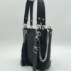 Bolso grande Paris Mini Charlotte Signature Negro Anaconda 2 Bolso pequeño negro piel estructurada vista lateral