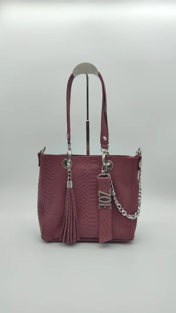 Bolso grande Paris Petit Charlotte Signature Bourdeaux Anaconda 1 Paris Petit burdeos acabado anaconda detalle frontal