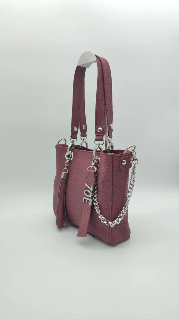 Bolso grande Paris Petit Charlotte Signature Bourdeaux Anaconda 5 Paris Petit burdeos textura reptil estructurada