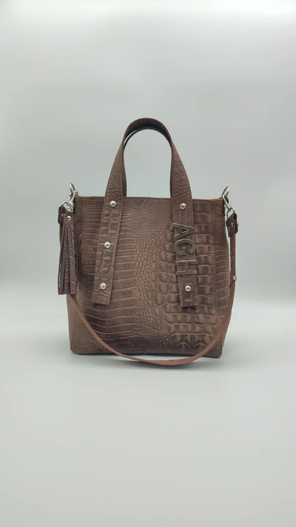 Bolso tote Delfina Charlotte Choco croco 1 Bolso tote de piel Delfina