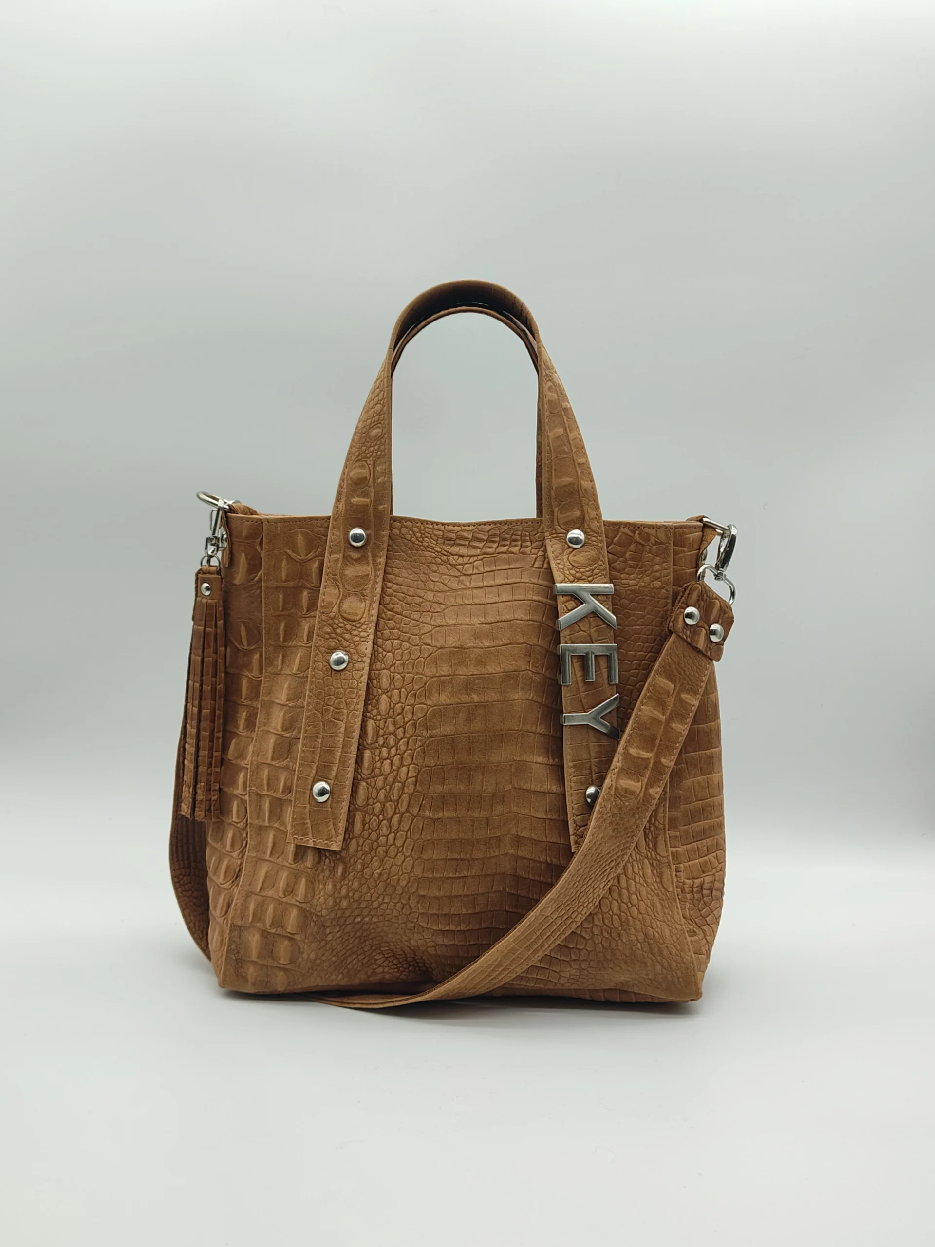 Bolso tote Delfina suela con iniciales personalizadas en piel grabada