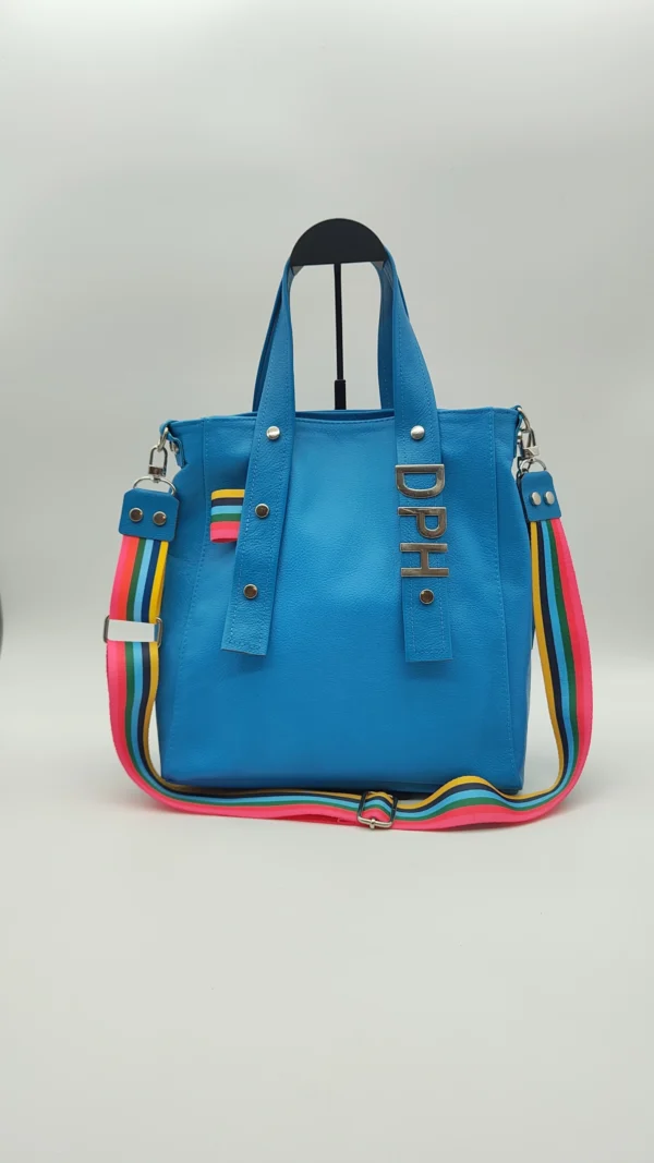 Bolso tote Delfina Charlotte Turquesa Fucsia 1 Bolso tote de piel Delfina