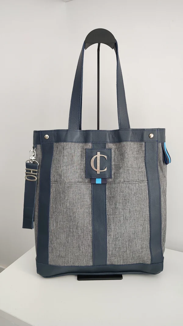Bolso tote grande para trabajo Angelica Azul Bolso tote Angelica Charlotte Signature de cuero vacuno y cordura