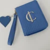 Cartera piel Mini Verona Charlotte Azul Francia 1 Cartera pequeña Mini Verona azul Francia en piel vacuna piramidal