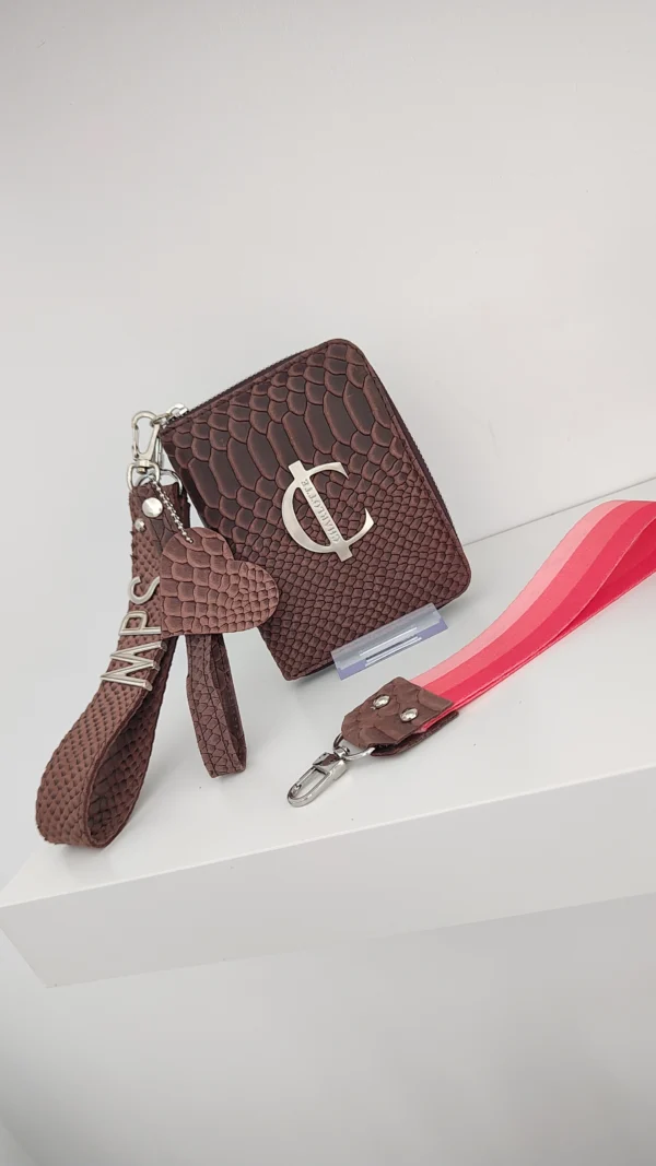 Cartera piel Mini Verona Charlotte Choco Anaconda Cartera pequeña de piel Mini Verona