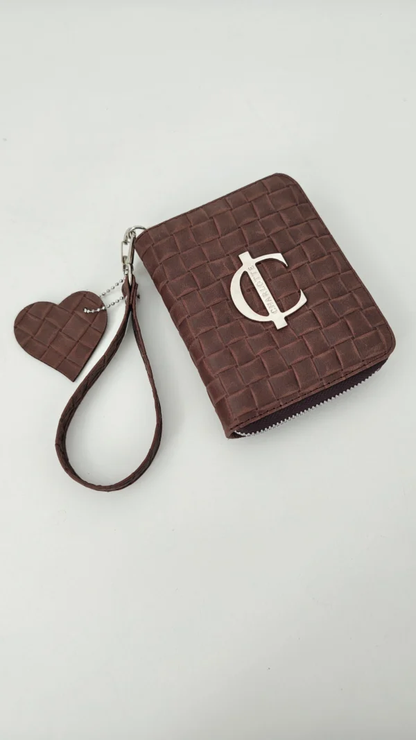 Cartera piel Mini Verona Charlotte Choco Trenzado 1 Cartera pequeña Mini Verona choco piel trenzada