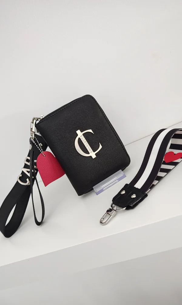 Cartera piel Mini Verona Charlotte Negro acabado pelo 2 Cartera pequeña Mini Verona negra piel con pelo