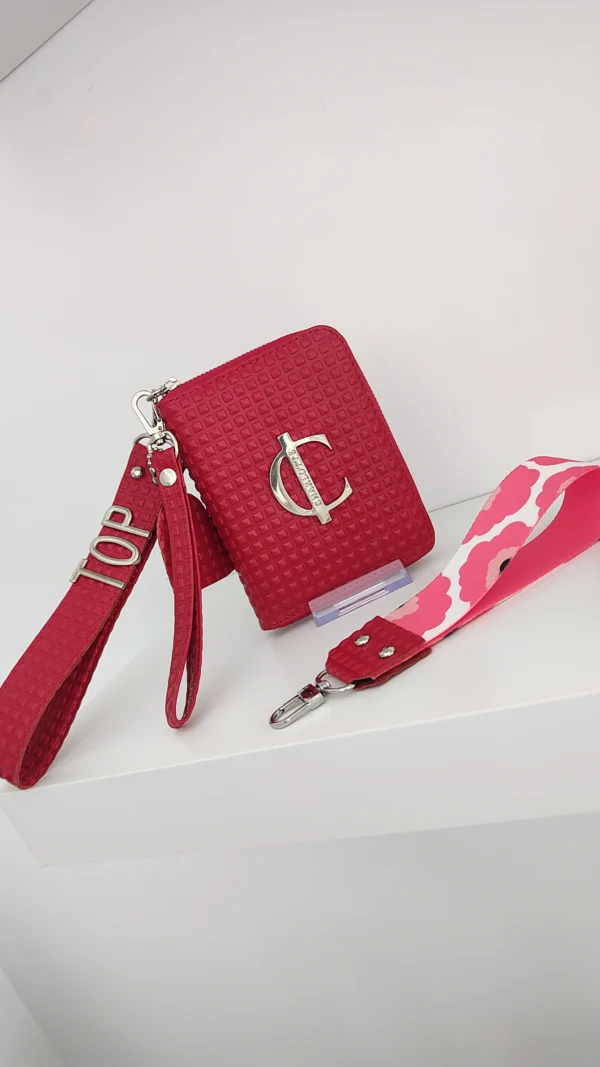 Cartera piel Mini Verona Charlotte Rojo Piramidal 3 Cartera pequeña Mini Verona roja en piel vacuna piramidal