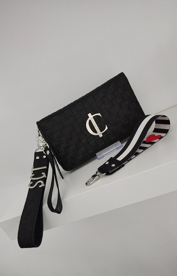 Cartera Verona Negro trenzado bandolera y porta mobil 2 Verona