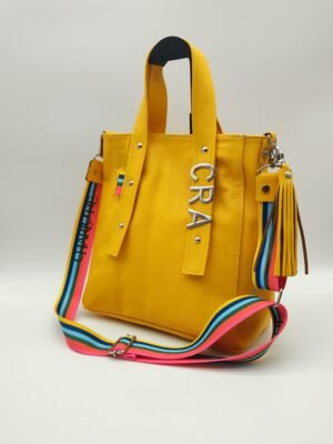 Bolso tote Delfina amarillo en piel floater