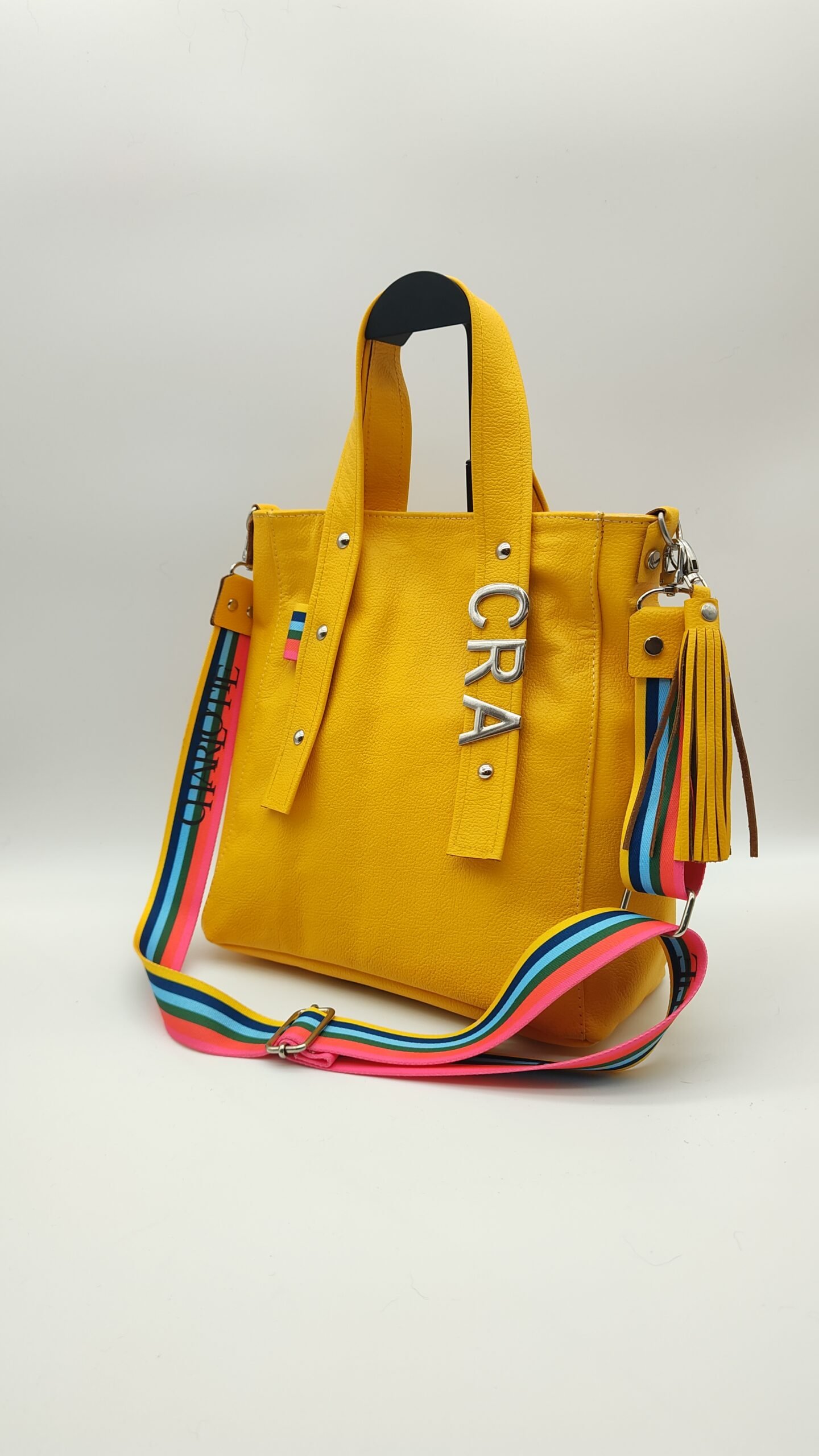 Bolso tote Delfina amarillo en piel floater