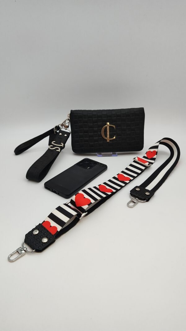 Cartera Verona Negro trenzado bandolera y porta mobil 3 Verona