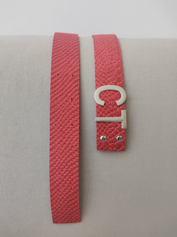 Cinturon personalizado charlotte sacas rojo Cinturón Personalizado de Piel